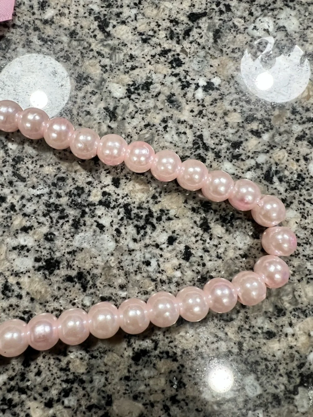 Set of 5 Pink Pearl Beaded Hangers with Ribbon Bows